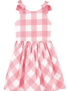 Carter's Pink and White Gingham Bow Shoulder Dress